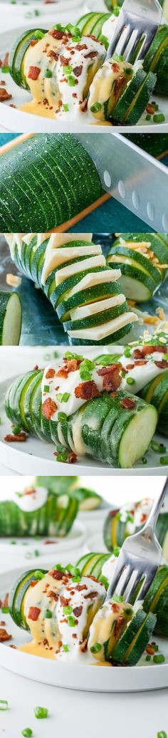 Loaded Hasselback Zucchini