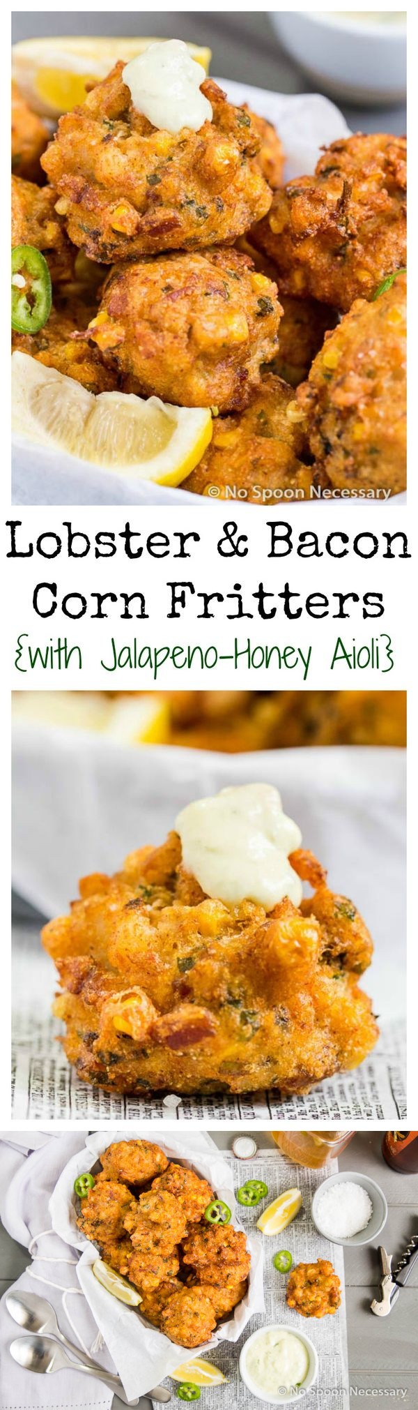 Lobster Corn Fritters (with Jalapeno-Honey Aioli