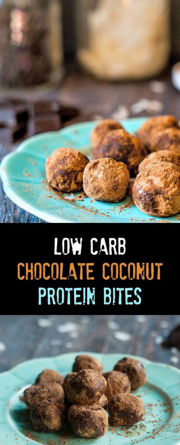 Low Carb Chocolate Coconut Protein Bites