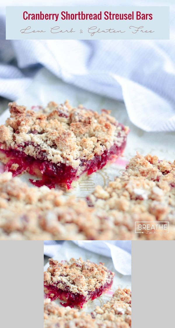 Low Carb Cranberry Shortbread Streusel Bars