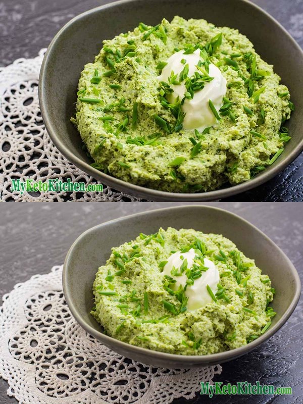 Low Carb Sour Cream and Chive Broccoli Mash