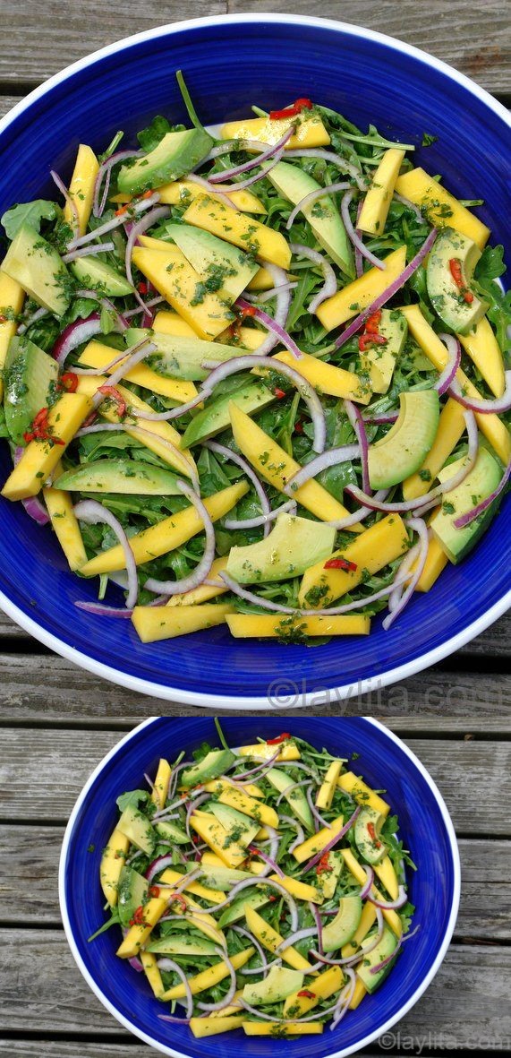 Mango, avocado and arugula salad