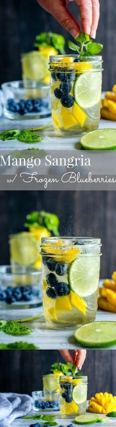 Mango Sangria with Frozen Blueberries