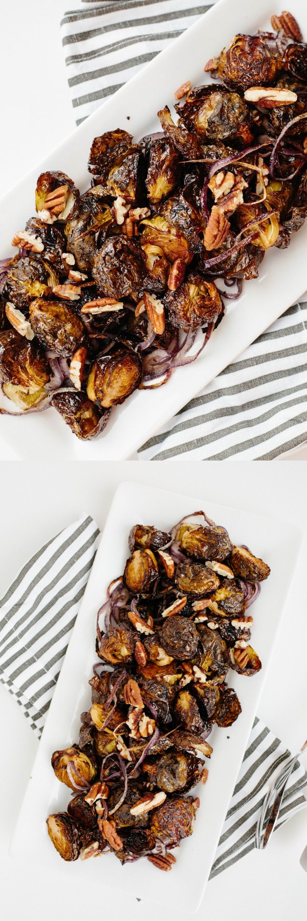 Maple-Balsamic Roasted Brussels Sprouts and Spiralized Onions