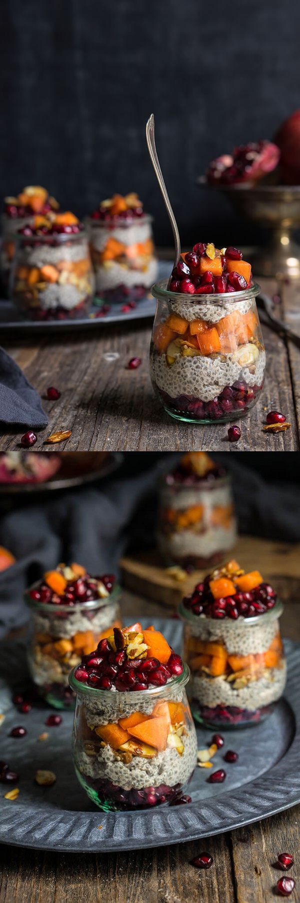 Maple cinnamon chia bowl with persimon and pomegranate