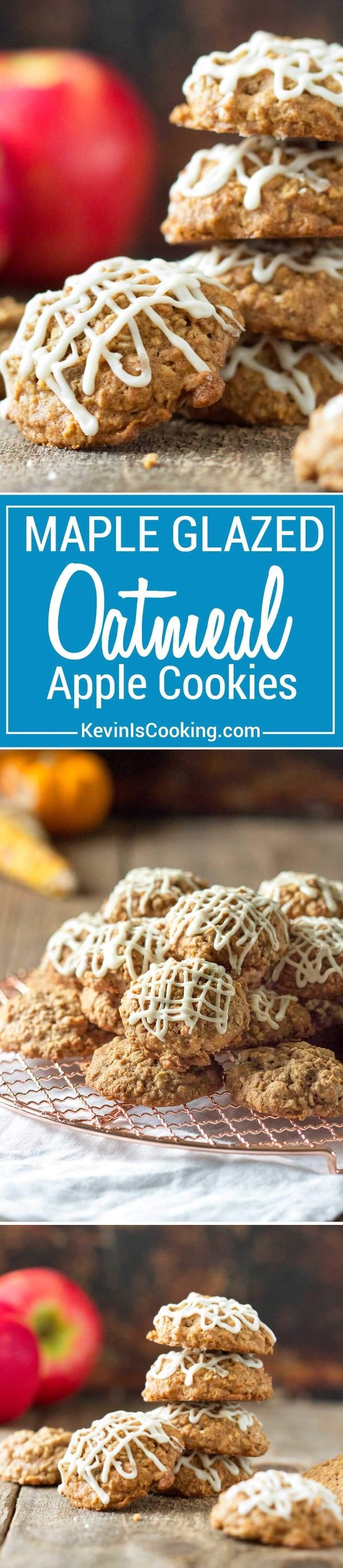 Maple Glazed Apple Oatmeal Cookies