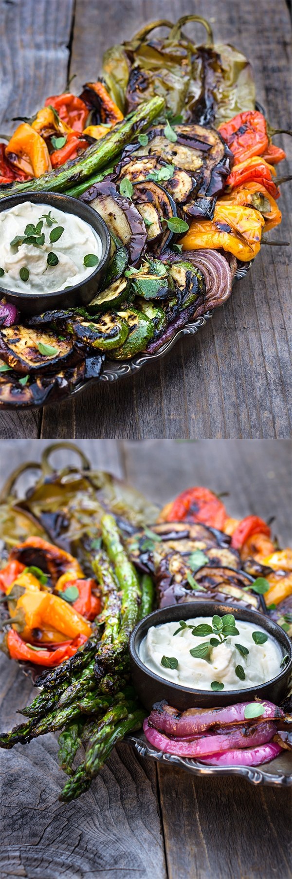 Marinated Grilled Vegetables with Whipped Goat Cheese