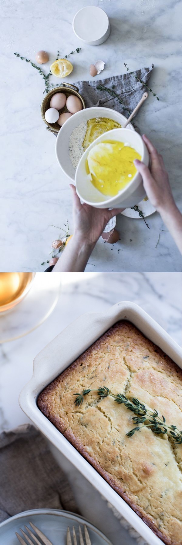 Meyer lemon + thyme cornmeal cake