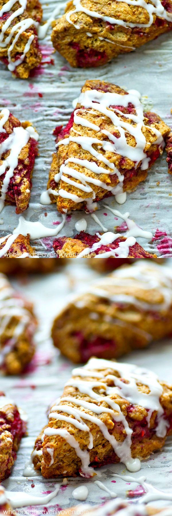 Mini Glazed Raspberry Eggnog Scones