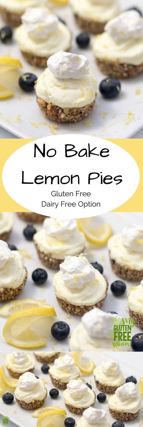 Mini No Bake Lemon Pies (Gluten Free/Dairy Free Option