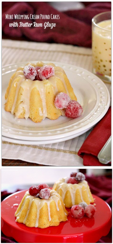 Mini Whipping Cream Pound Cakes with Butter Rum Glaze