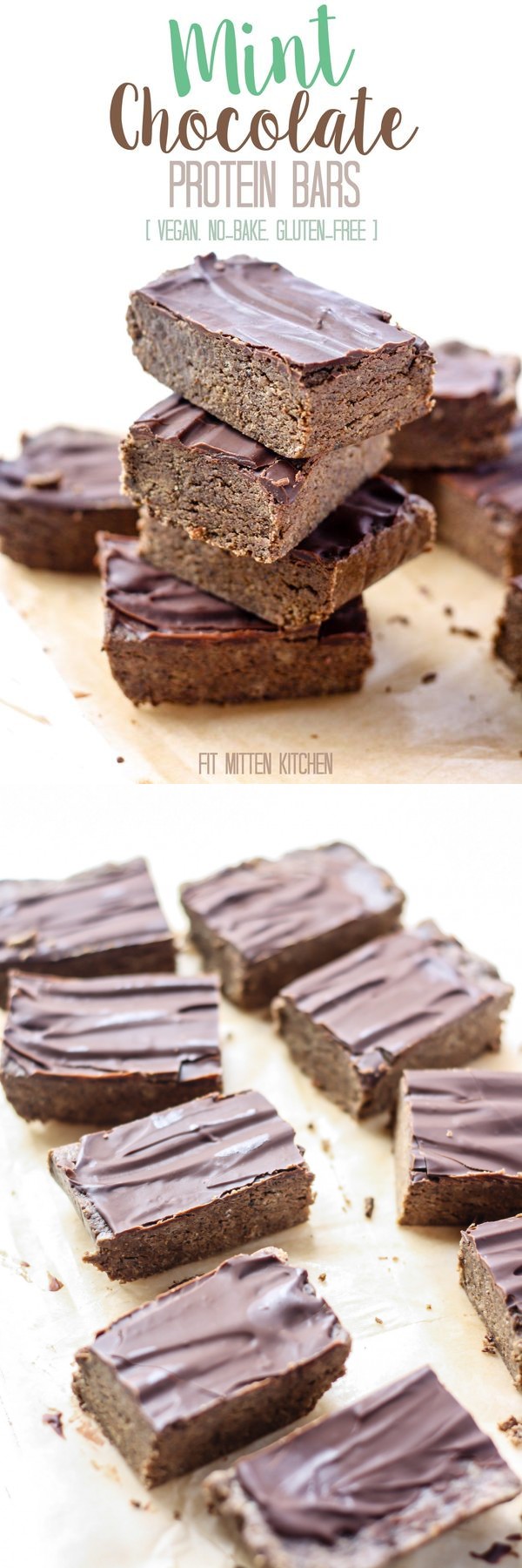 Mint Chocolate Protein Bars [no-bake, vegan]