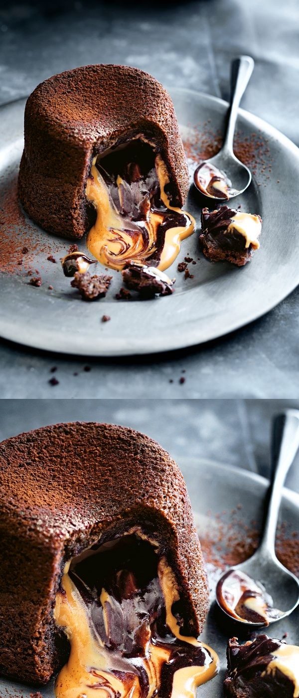 Molten Peanut Butter and Chocolate Fondant Cakes