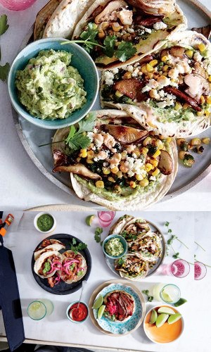 Mushroom and Charred Corn Tacos with Guacamole