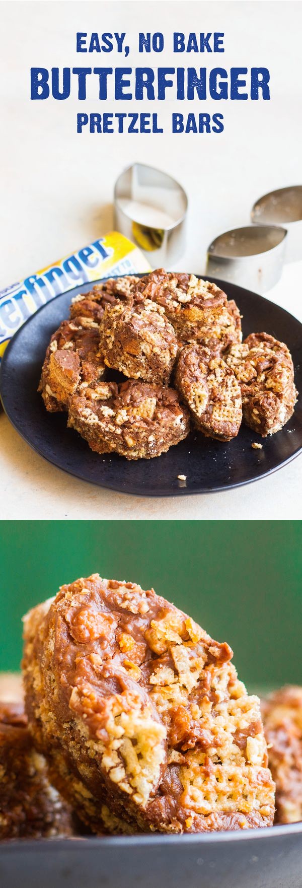 No bake butterfinger bites pretzel bars