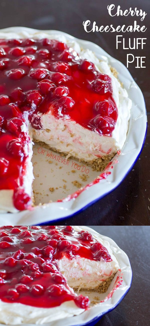 No Bake Cherry Cheesecake Fluff Pie