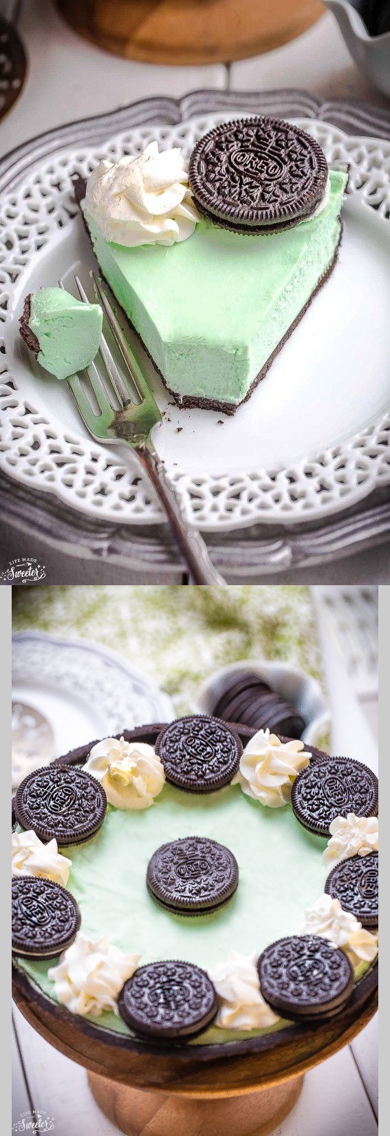 No Bake Chocolate Mint Oreo Pie