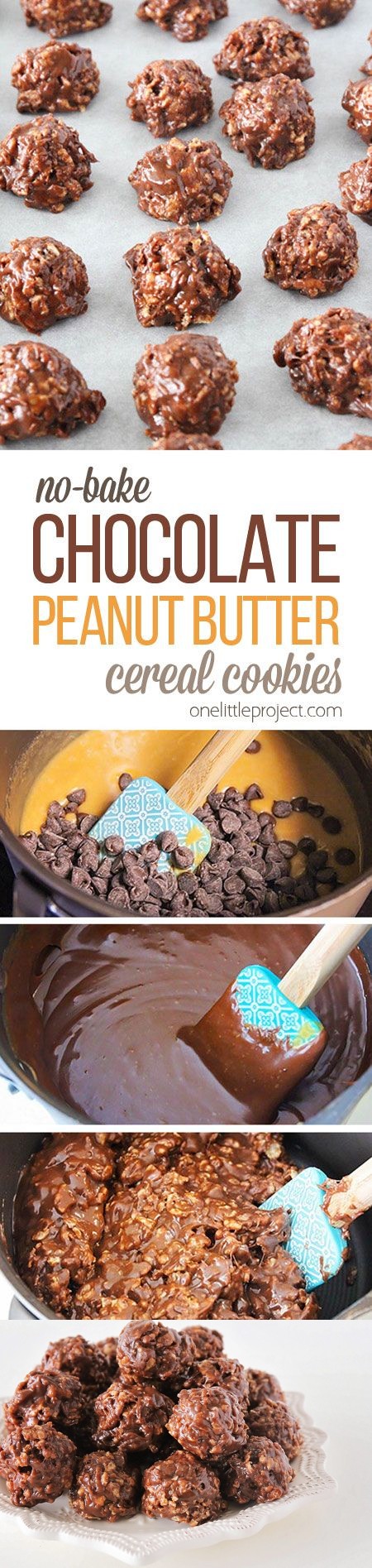 No-Bake Chocolate Peanut Butter Cereal Cookies