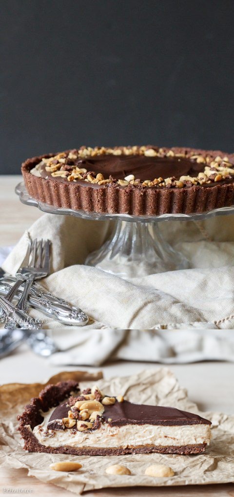 No Bake Chocolate Peanut Butter Tart (GF & Vegan