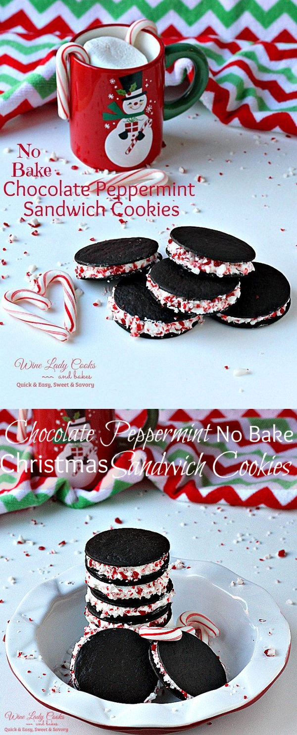 No Bake Chocolate Peppermint Sandwich Cookies