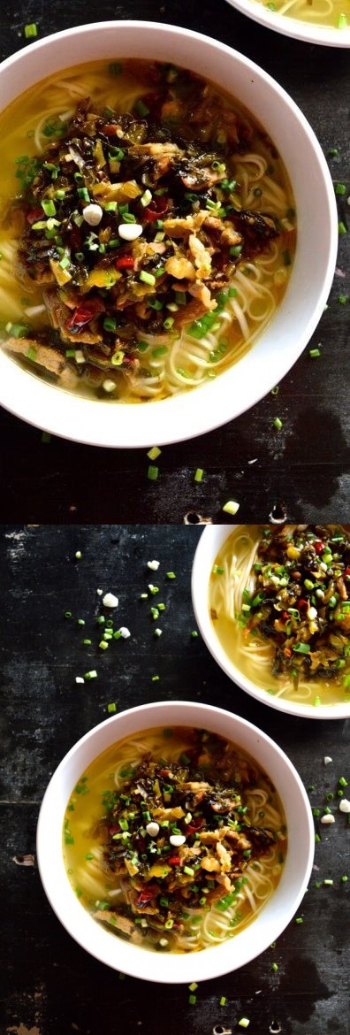 Noodle Soup with Pork and Pickled Greens