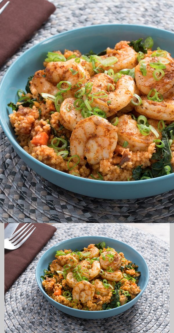 North African-Spiced Shrimp & Couscous with Dates, Kale & Carrots