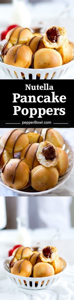 Nutella stuffed pancake poppers