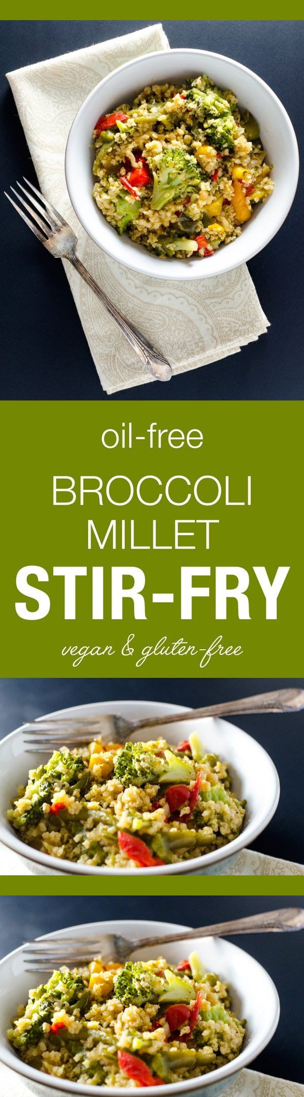 Oil-Free Broccoli Millet Stir-Fry