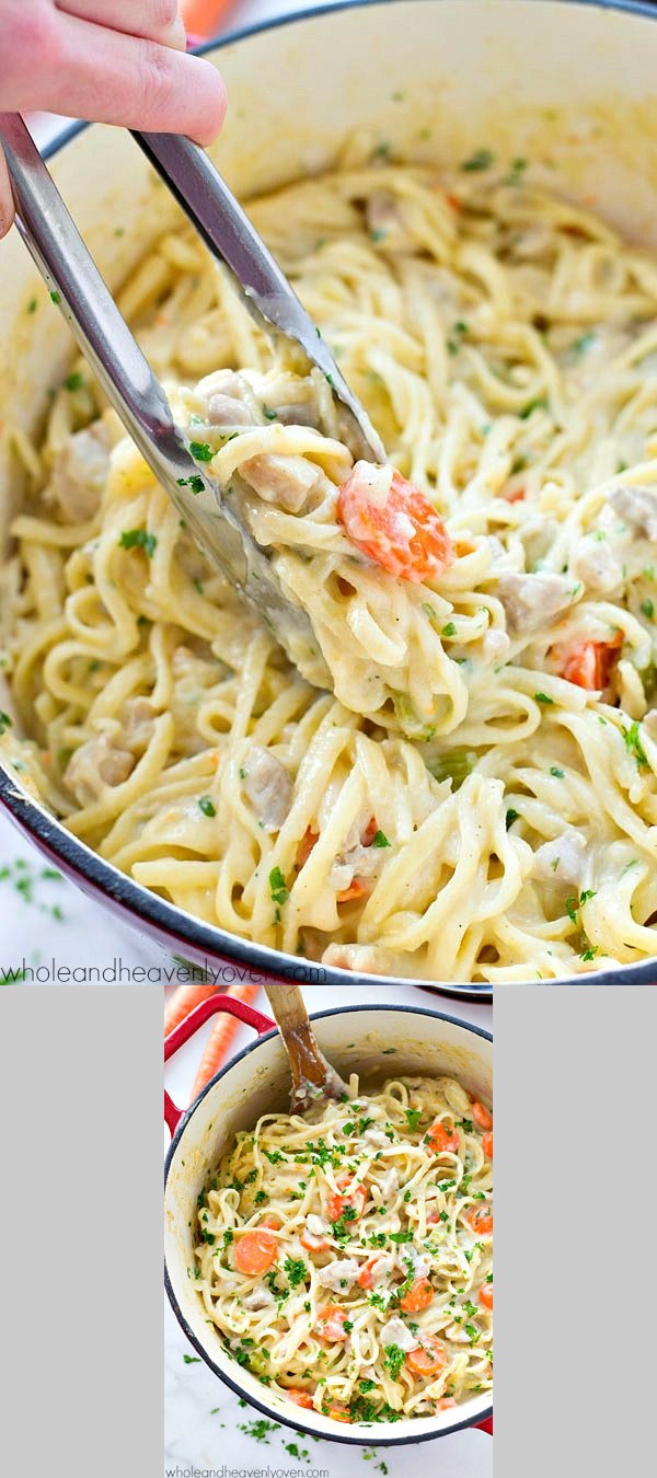 One-Pot Chicken Pot Pie Fettuccine