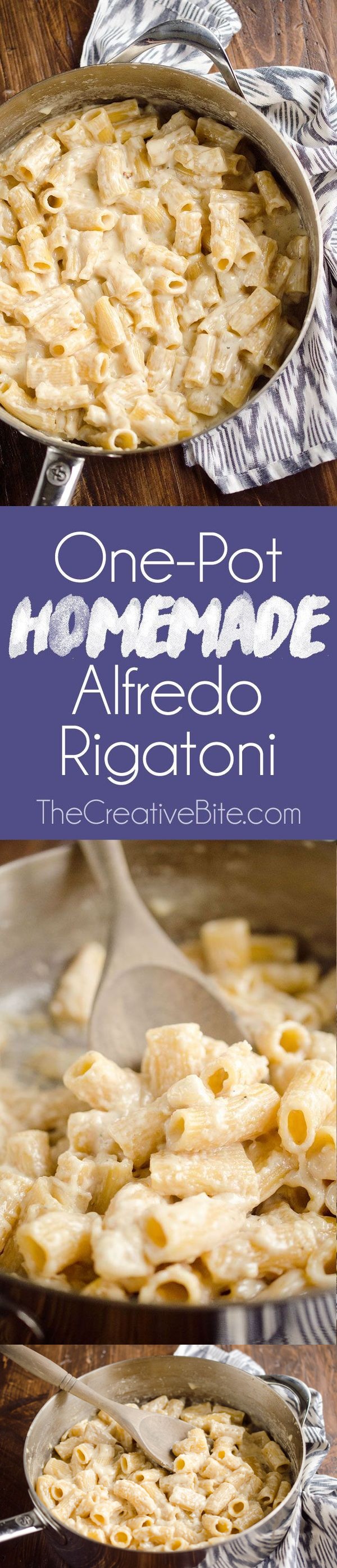 One-Pot Homemade Alfredo Rigatoni