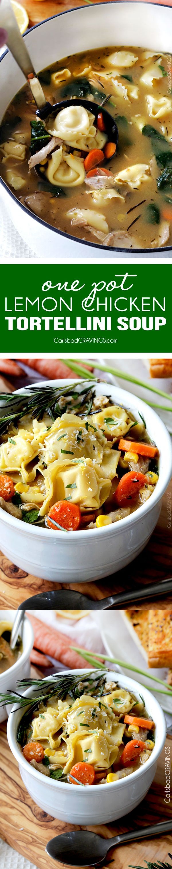 One Pot Lemon Chicken Tortellini Soup