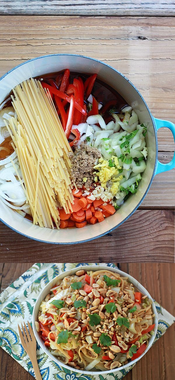 One-Pot Peanut Sesame Noodles & Veggies