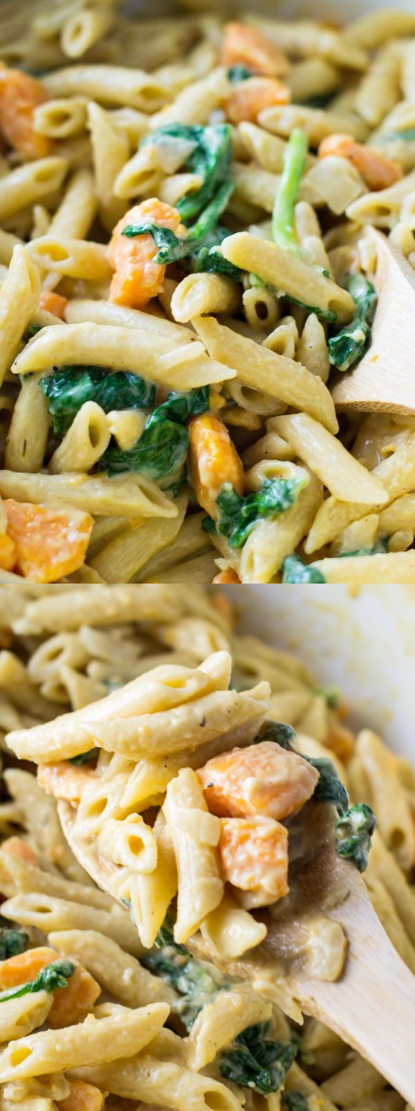 One Pot Sweet Potato and Spinach Pasta