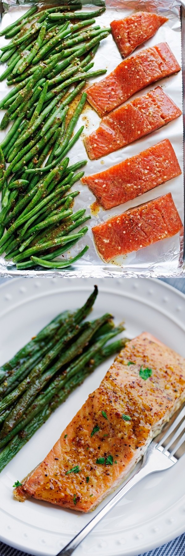 One Sheet Pan Honey Mustard Salmon with Green Beans