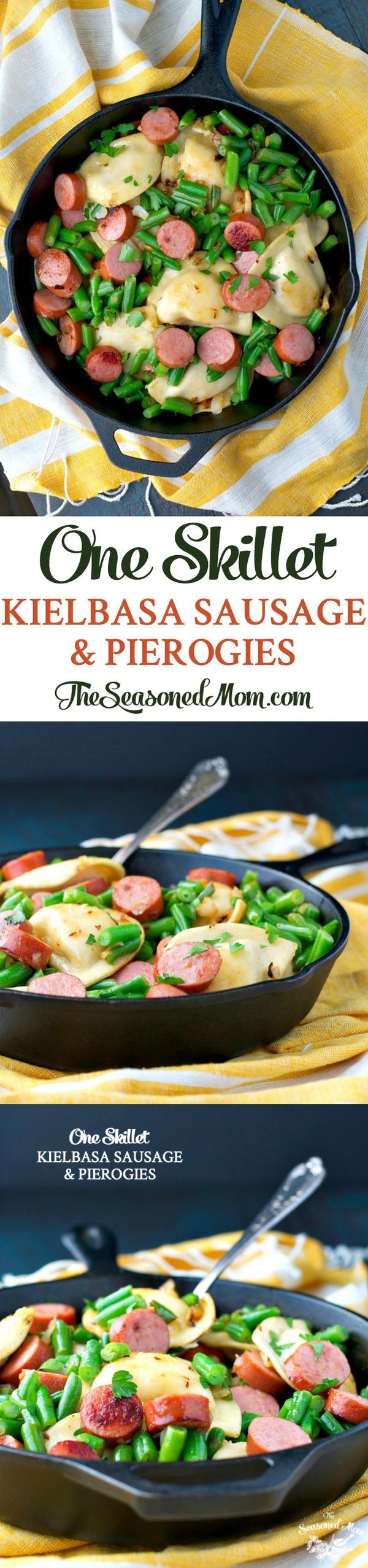 One Skillet Kielbasa Sausage and Pierogies