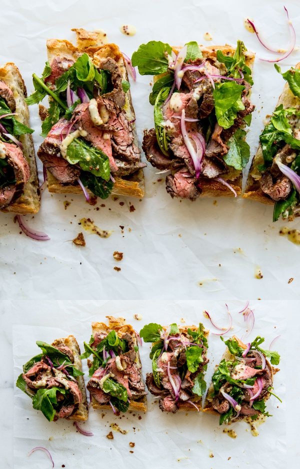 Open-Face Steak Sandwich with Parmesan Dressing