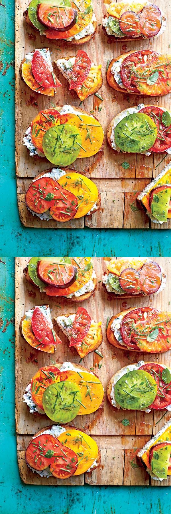 Open-Faced Tomato Sandwiches with Creamy Cucumber Spread