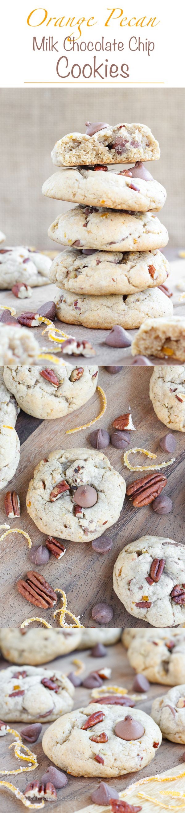 Orange Pecan Milk Chocolate Chip Cookies