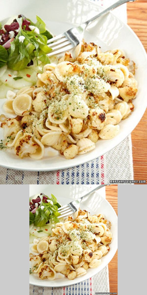 Orecchiette with Caramelized Cauliflower, Shallots, and Herbed Breadcrumbs