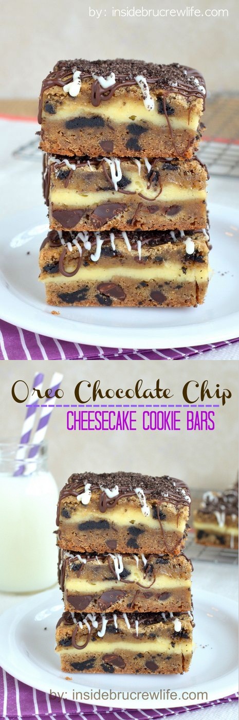 Oreo Chocolate Chip Cheesecake Cookie Bars