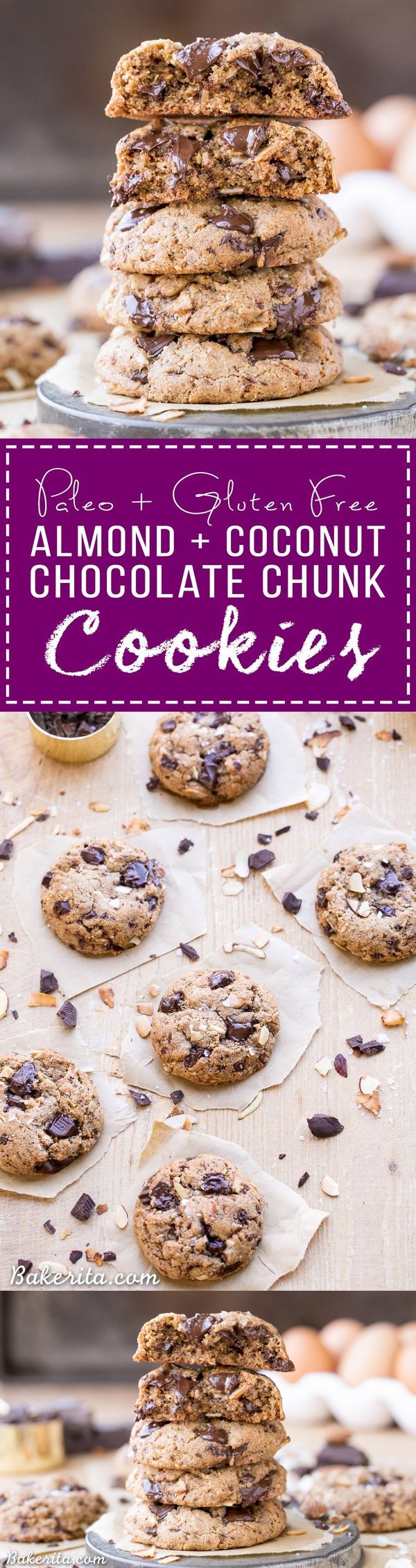 Paleo Almond Coconut Chocolate Chunk Cookies