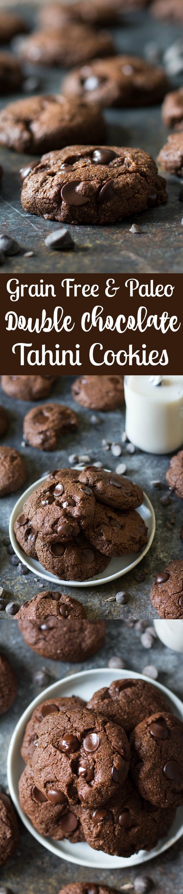 Paleo Chewy Double Chocolate Tahini Cookies