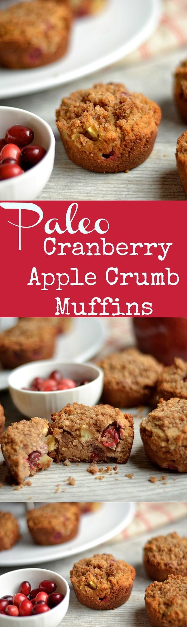 Paleo Cranberry Apple Crumb Muffins