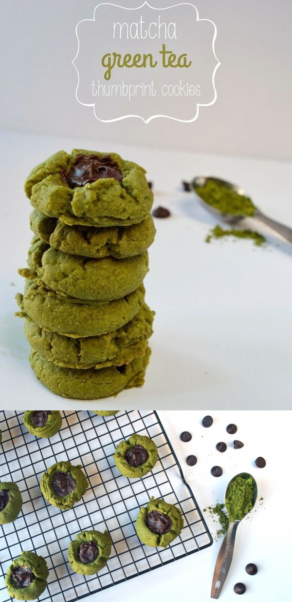 Paleo Matcha Green Tea Thumbprint Cookies