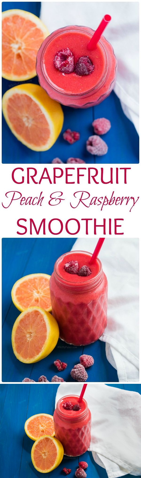 Paleo Summer Grapefruit Peach Rasberry Smoothie