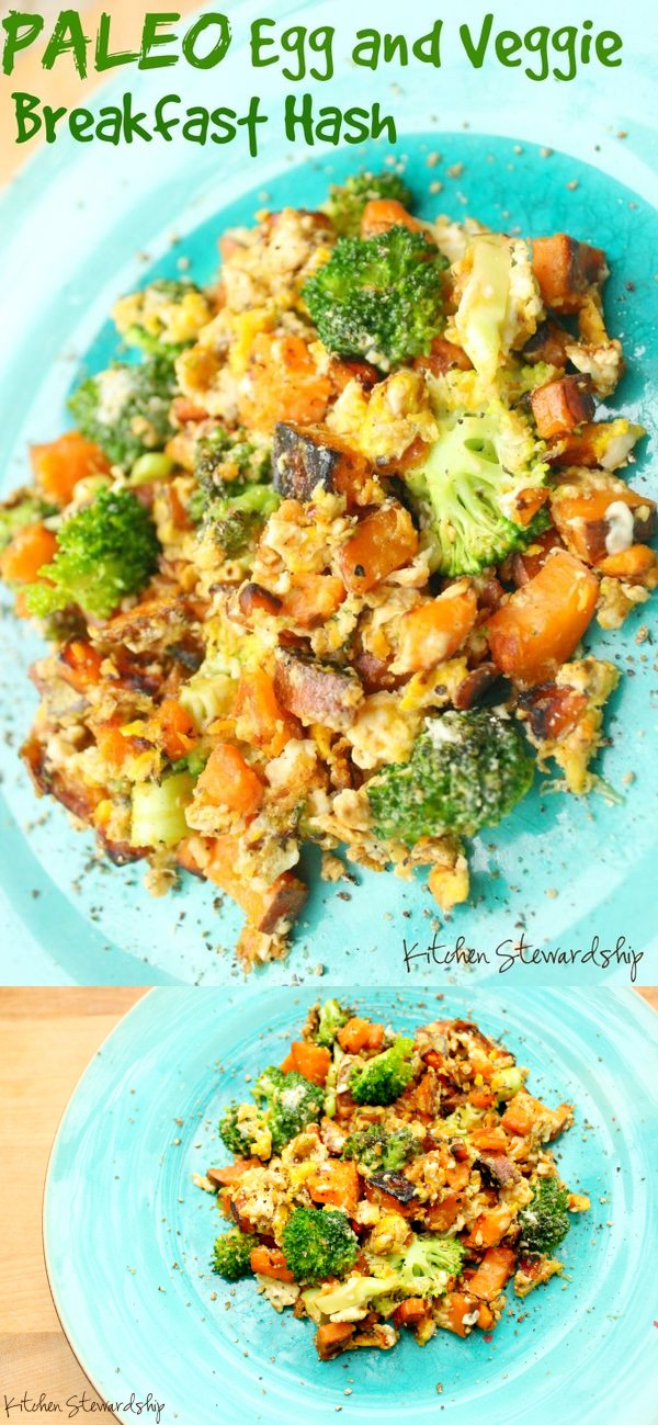 Paleo Sweet Potato, Broccoli, and Egg Hash