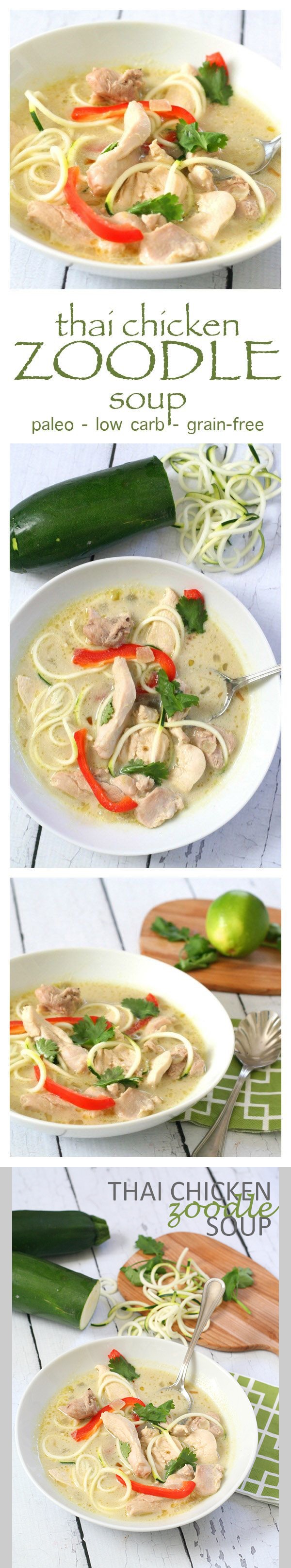 Paleo Thai Chicken Zoodle Soup