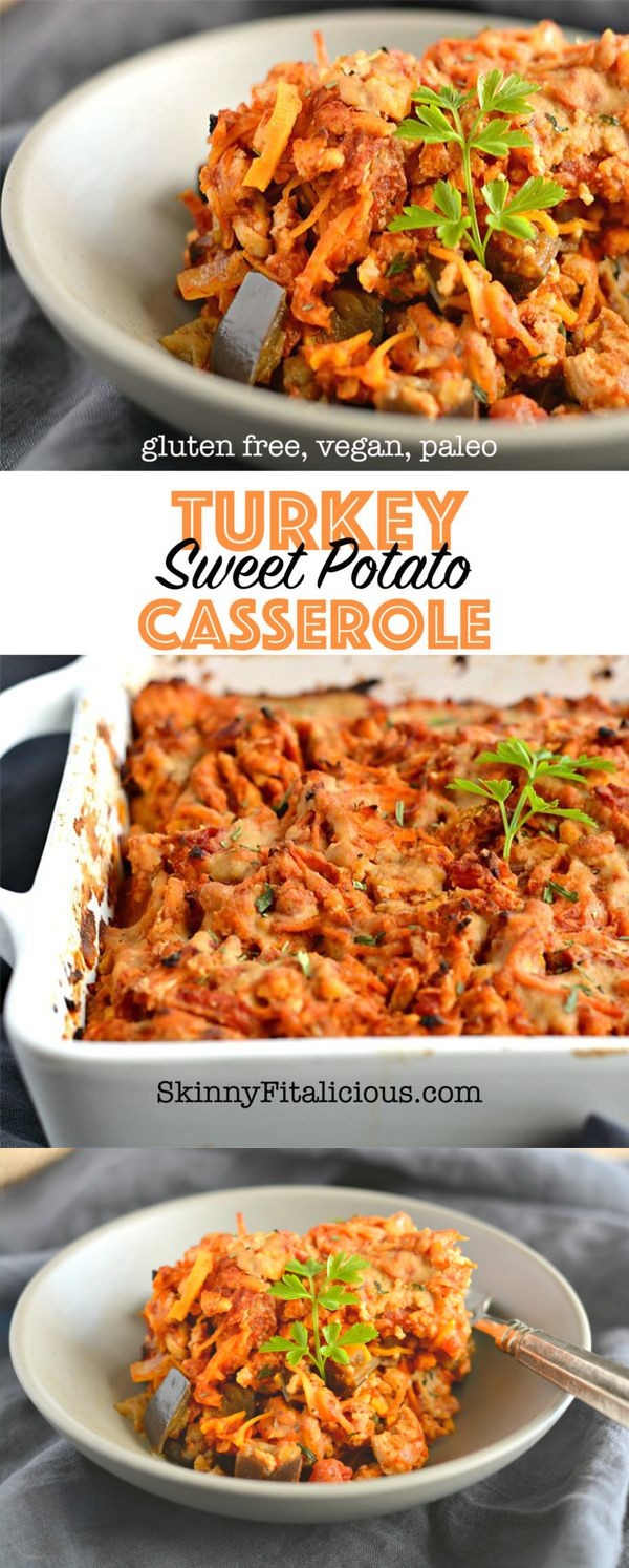 Paleo Turkey Sweet Potato Casserole With Eggplant & Tomato