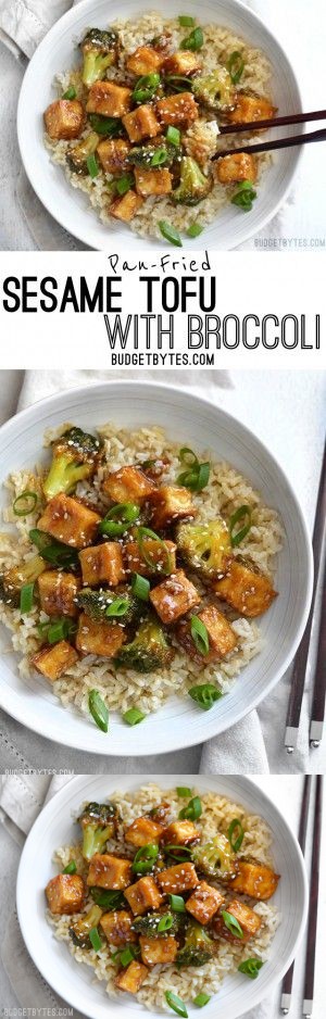 Pan Fried Sesame Tofu with Broccoli