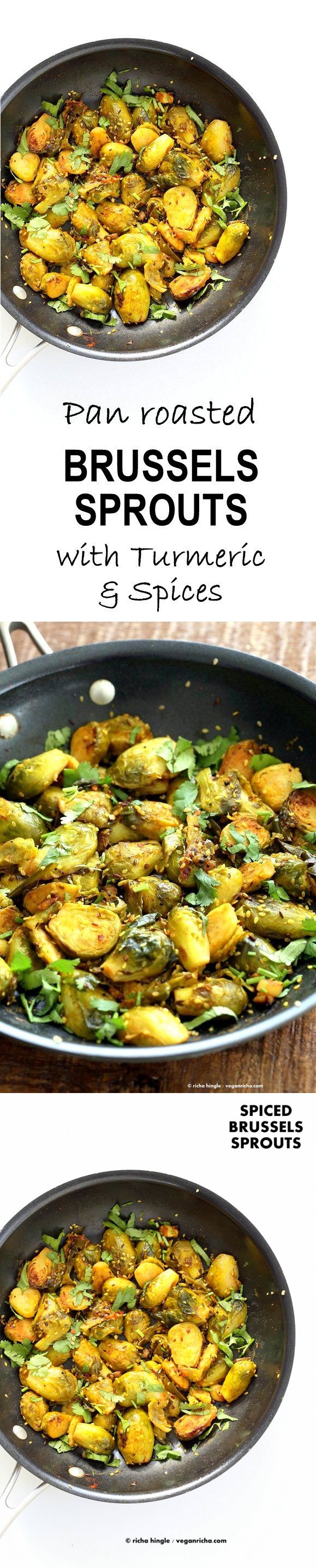 Pan Roasted Brussels Sprouts Subzi with Cumin and Mustard Seeds